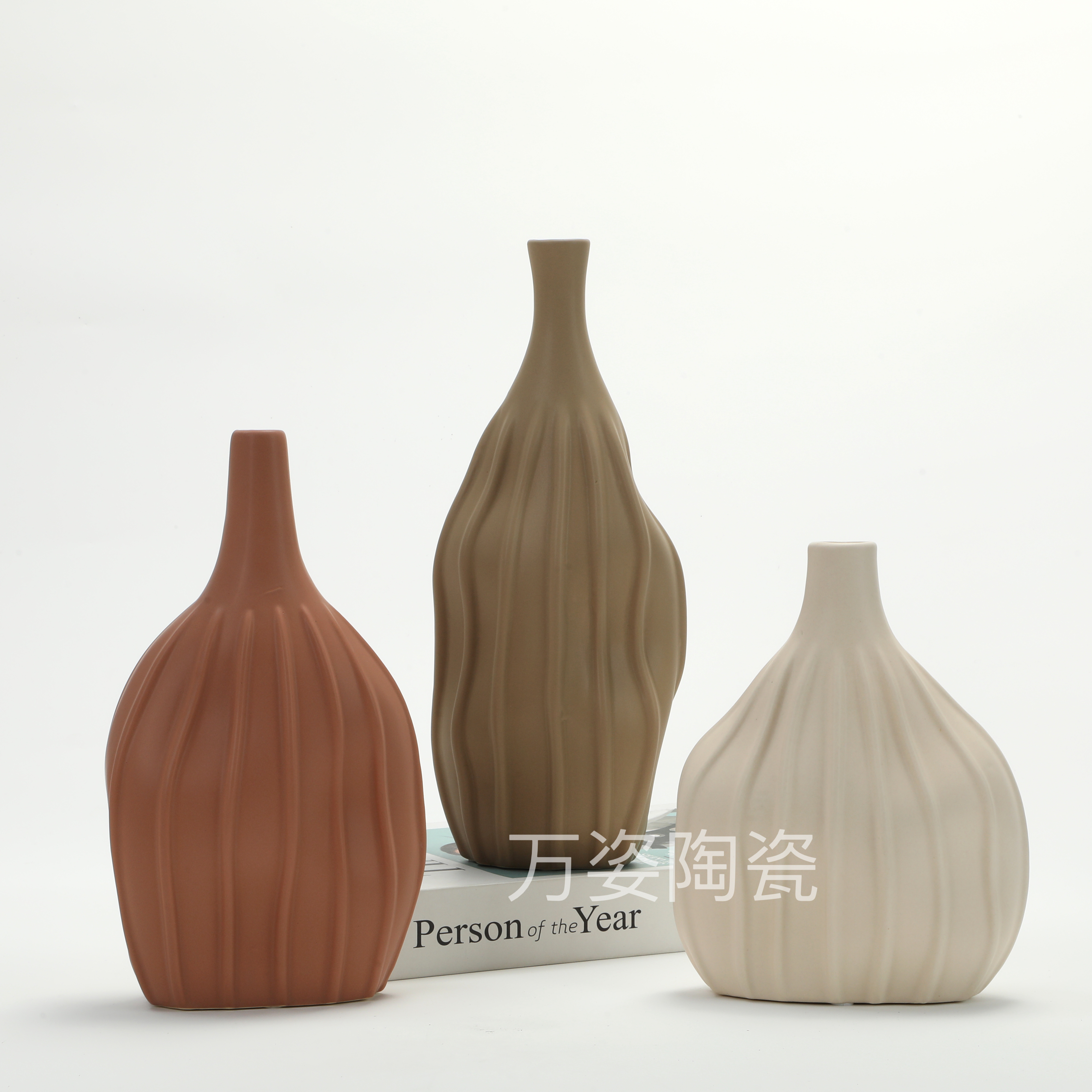 Modern and simple ceramic vases, white and in various colors details Picture