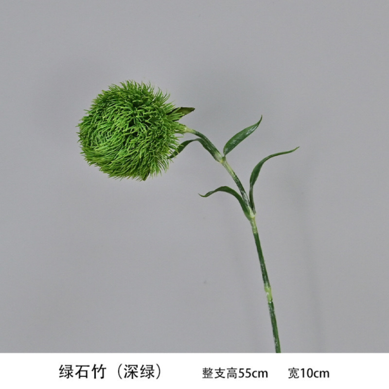Factory store green carnation artificial flowers, soft rubber, green wool balls, artificial flowers, decorative items, photography floral art props, fruit gift boxes Specification image