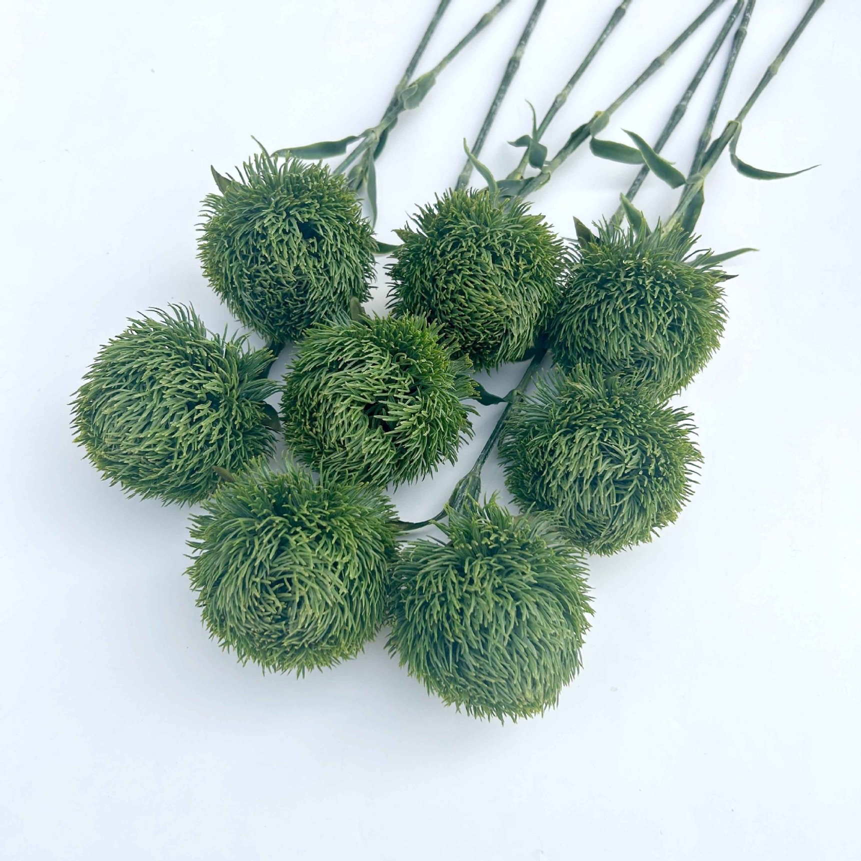 Factory store green carnation artificial flowers, soft rubber, green wool balls, artificial flowers, decorative items, photography floral art props, fruit gift boxes pic 5