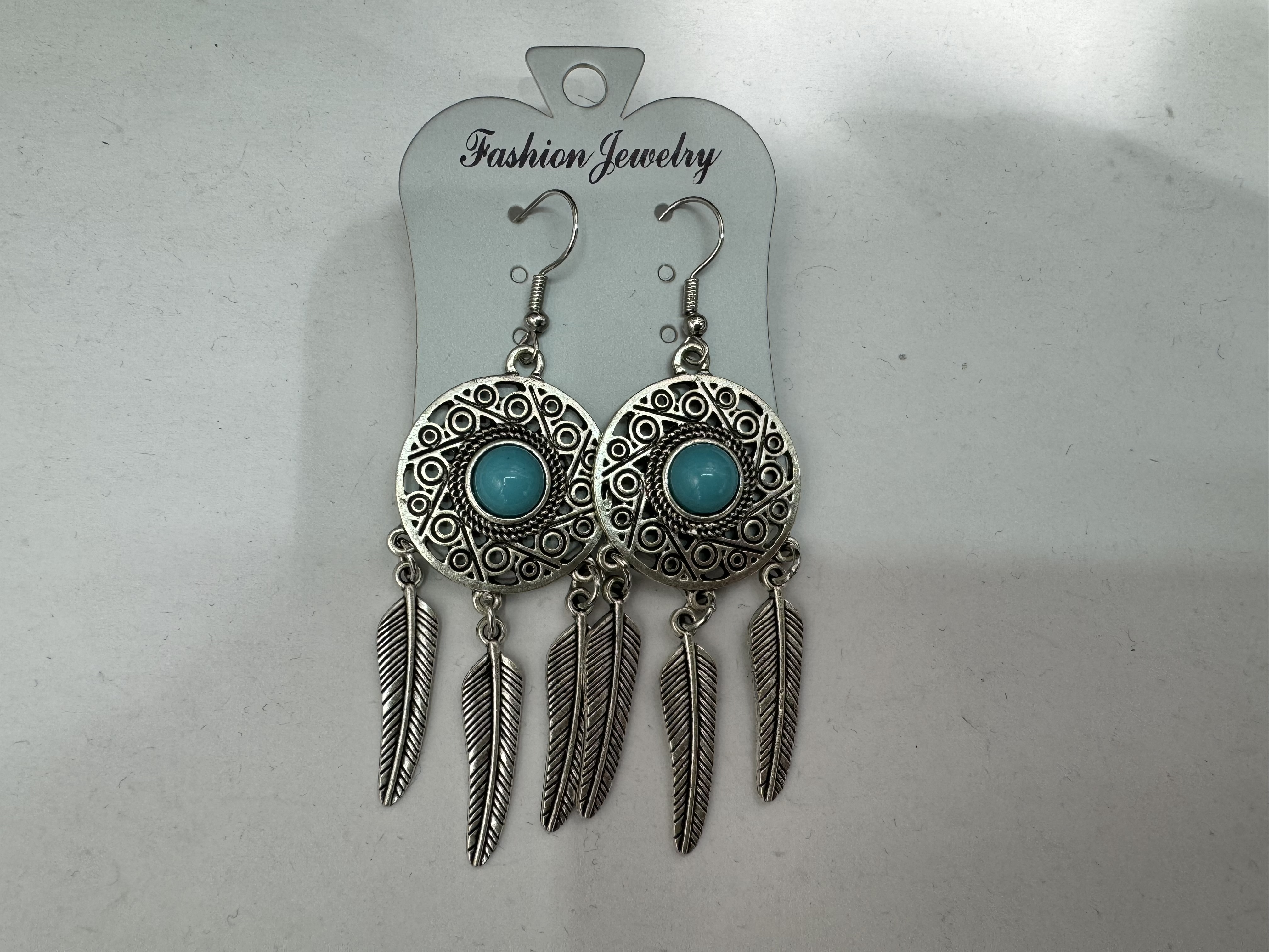 家王饰品民族风松石兰树叶复古银畅销爆款时尚流行欧美外贸保色耳环细节图