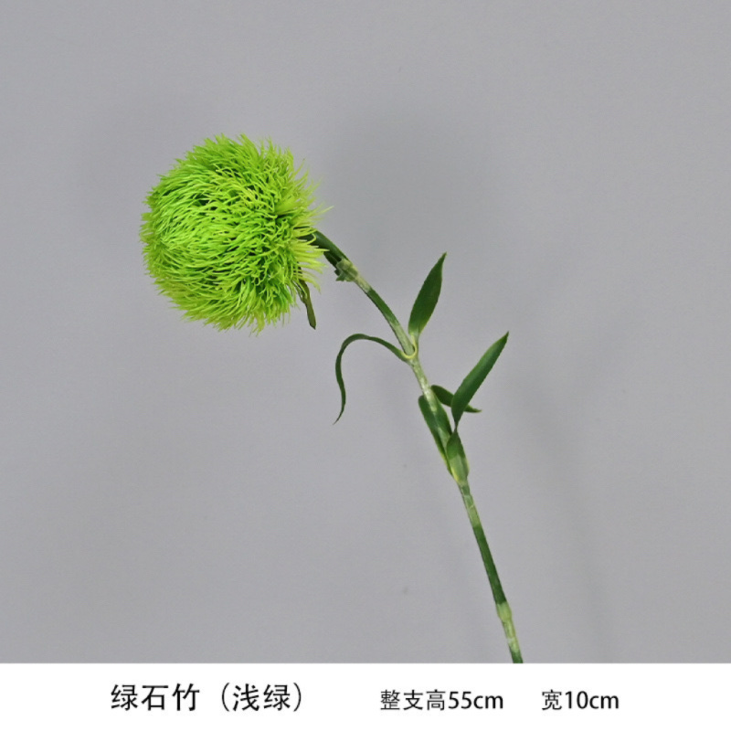 Factory store green carnation artificial flowers, soft rubber, green wool balls, artificial flowers, decorative items, photography floral art props, fruit gift boxes Application Scenario