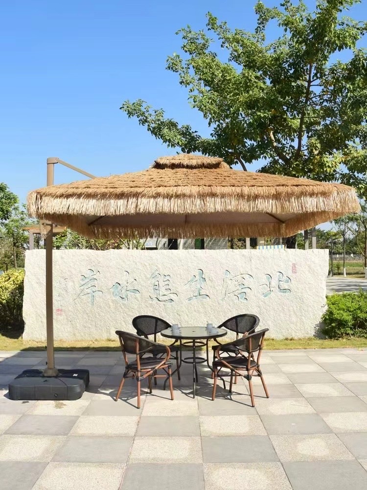 Outdoor sunshade and rainproof straw umbrella detail image 1