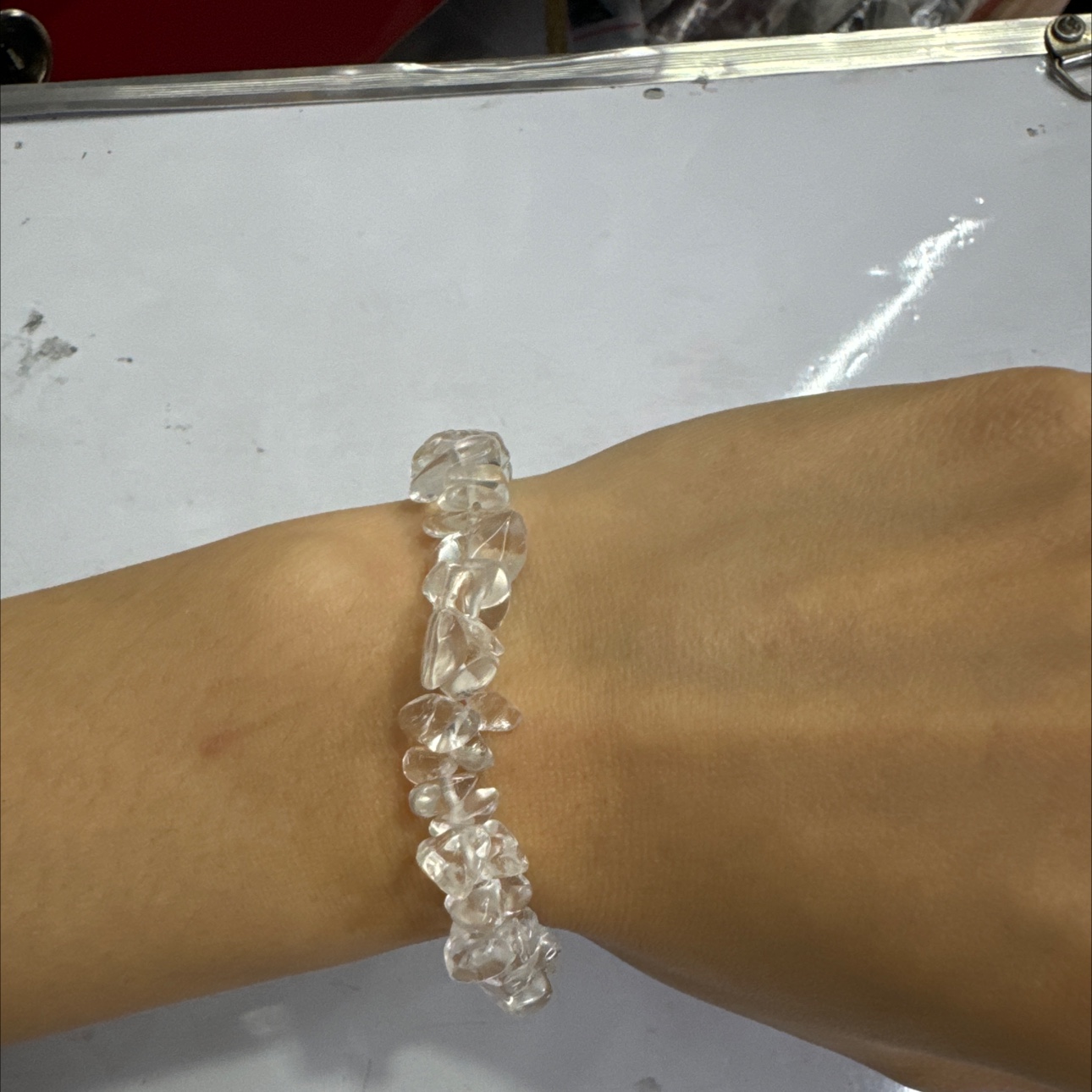 天然水晶玛瑙七彩碎石弹力手链不规则欧美跨境手饰批发手链饰品手串产品图