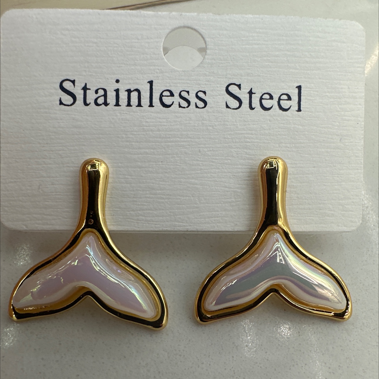 不锈钢人鱼珍珠鱼尾简约时尚耳饰 独特设计耐久耳环 精致女士首饰详情图2