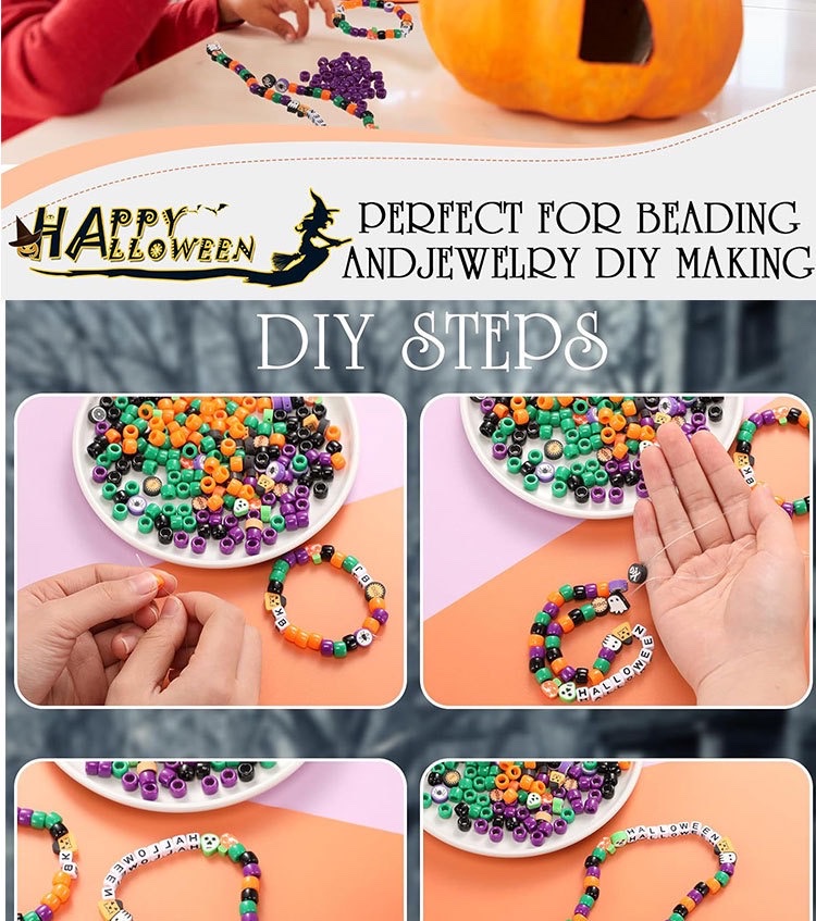 跨境万圣节软陶珠串珠diy材料包桶珠小马朱手链穿珠饰品配件珠子 产品图
