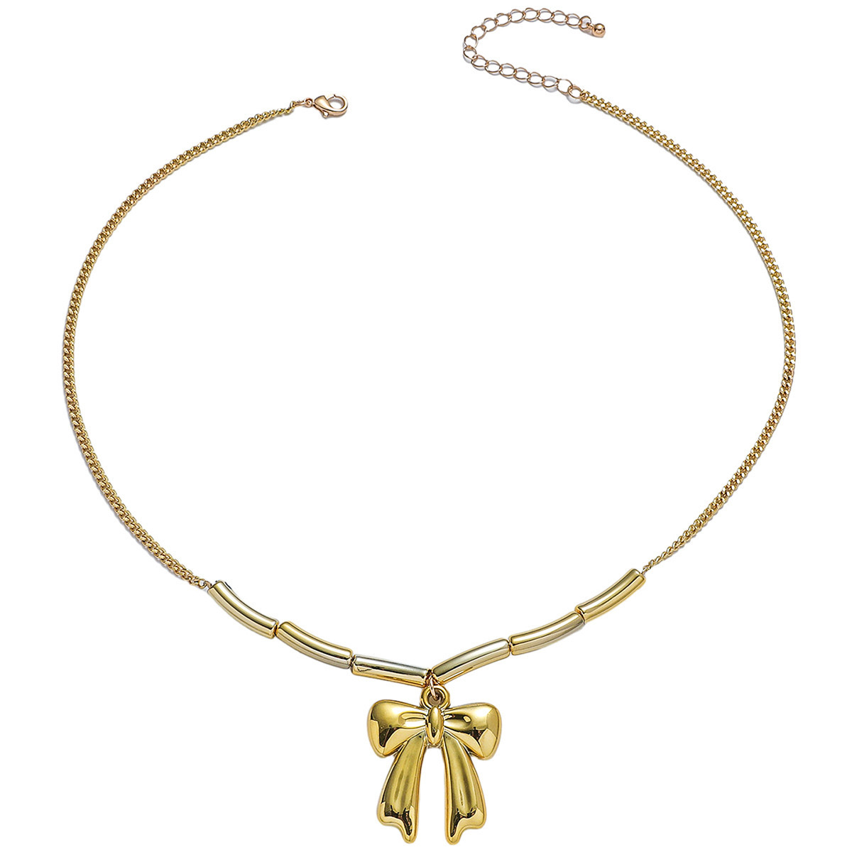 A new high-end and niche design women's collarbone chain accessory from cross-border Amazon pearl bow necklace set Item Picture