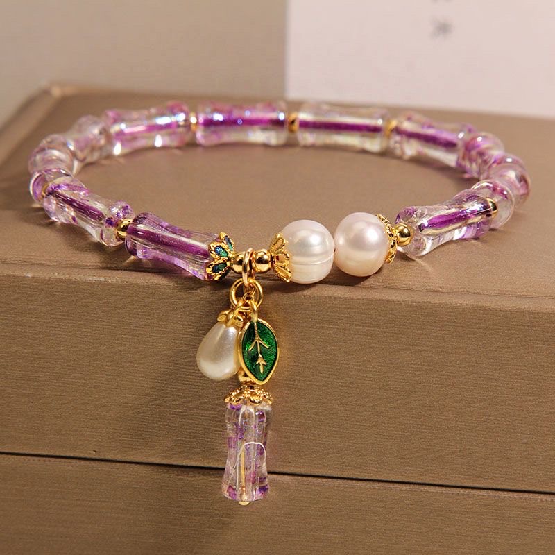 新中式紫水晶竹节手链女轻奢小众精致气质珍珠手串送学生闺蜜礼物手串手链详情图5