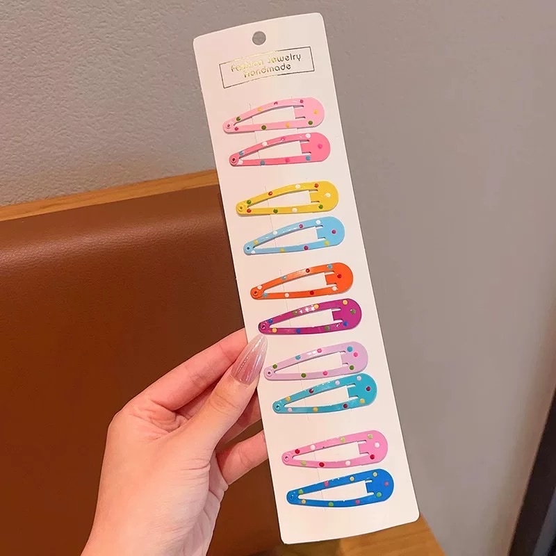 Dopamine macaron BB clip, ins style, Japanese and Korean cute hair clip, bangs clip, side clip, broken hair clip, hairpin, hair accessory, multiple colors to choose from, Nini accessory, polka dot water drop clip, women's headwear detail image 4