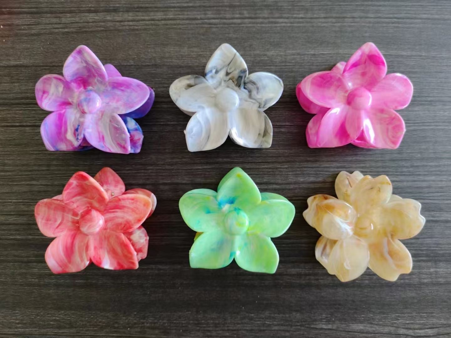 Korean-style flower claw headwear, hair accessories, frangipani, fashionable ladies' headwear, hair clips, shark clips, popular accessories, Nini accessories, candy-colored macaron-colored, marble-style women's headwear detail image 5