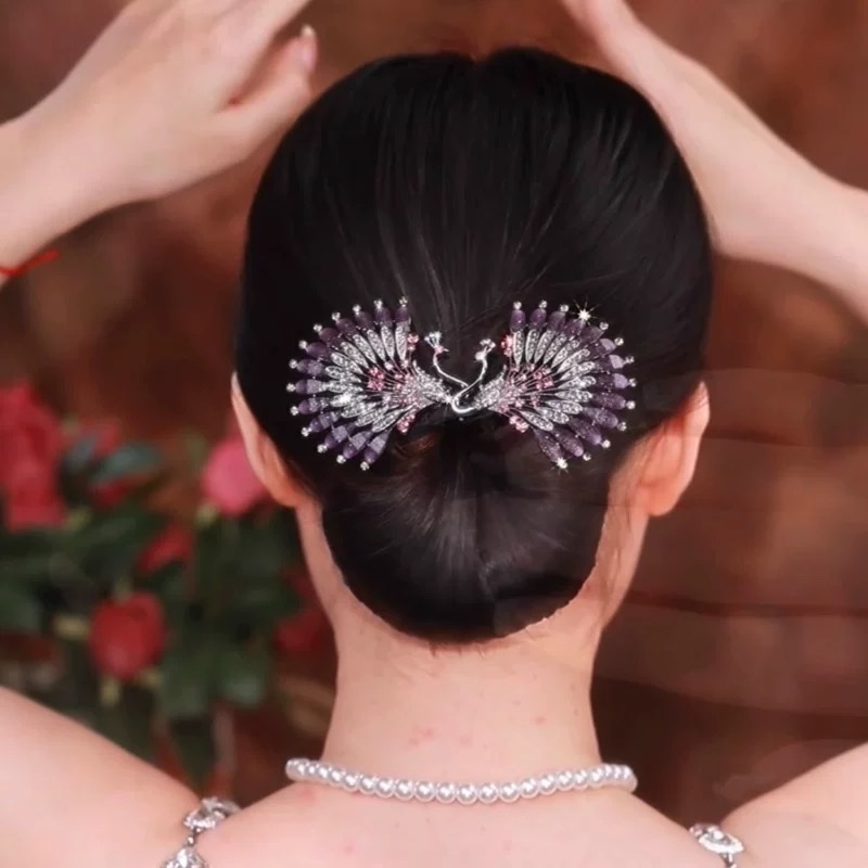 Peacock Spreading Its Tail Hair Bun Magic Tool, Back Head Headpiece, Lazy Person's Twist Clip, 2024 New Mom Bun Hair Clip, Female Peacock Spreading Its Tail Hair Bun Magic Tool, Back Head Headpiece, Lazy Person's Twist Clip, 2024 New Mom Bun Item Picture