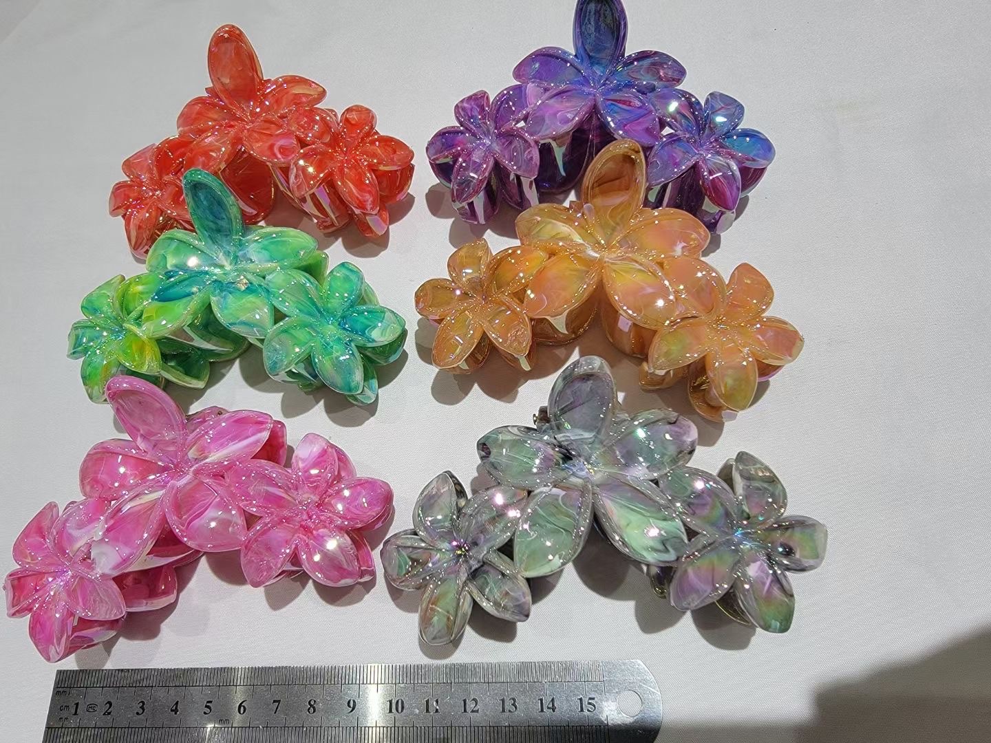 Korean-style flower claw headwear, hair accessories, frangipani, fashionable ladies' headwear, hair clips, shark clips, popular accessories, Nini accessories, candy-colored macaron-colored, marble-style women's headwear detail image 3