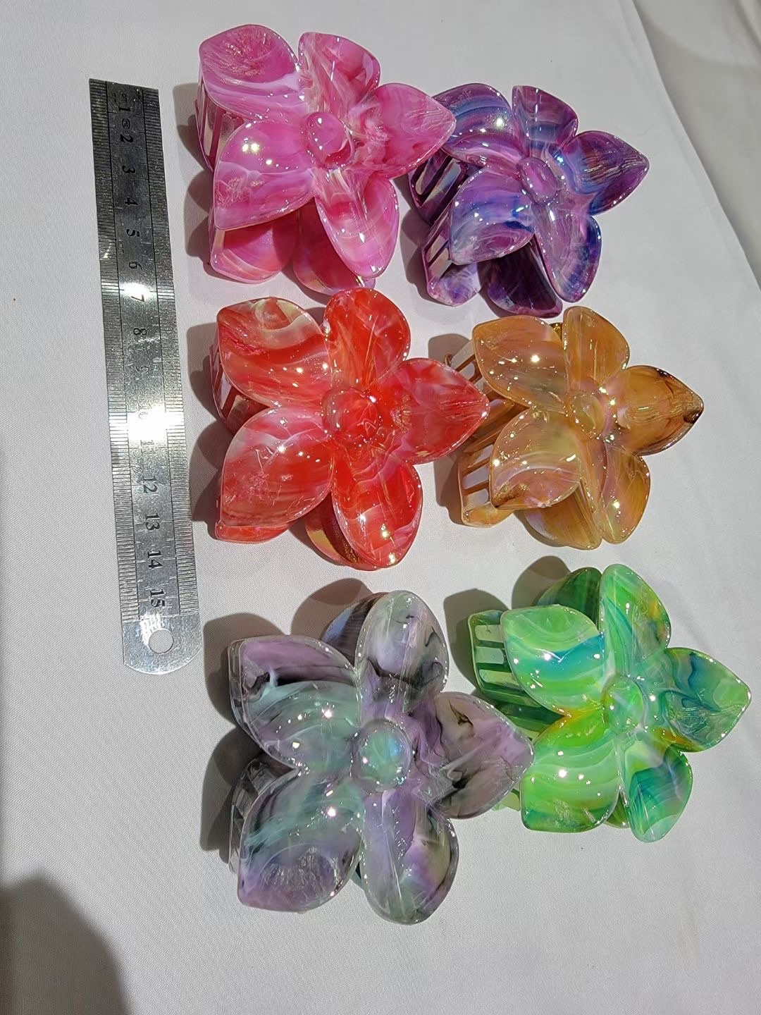 Korean-style flower claw headwear, hair accessories, frangipani, fashionable ladies' headwear, hair clips, shark clips, popular accessories, Nini accessories, candy-colored macaron-colored, marble-style women's headwear