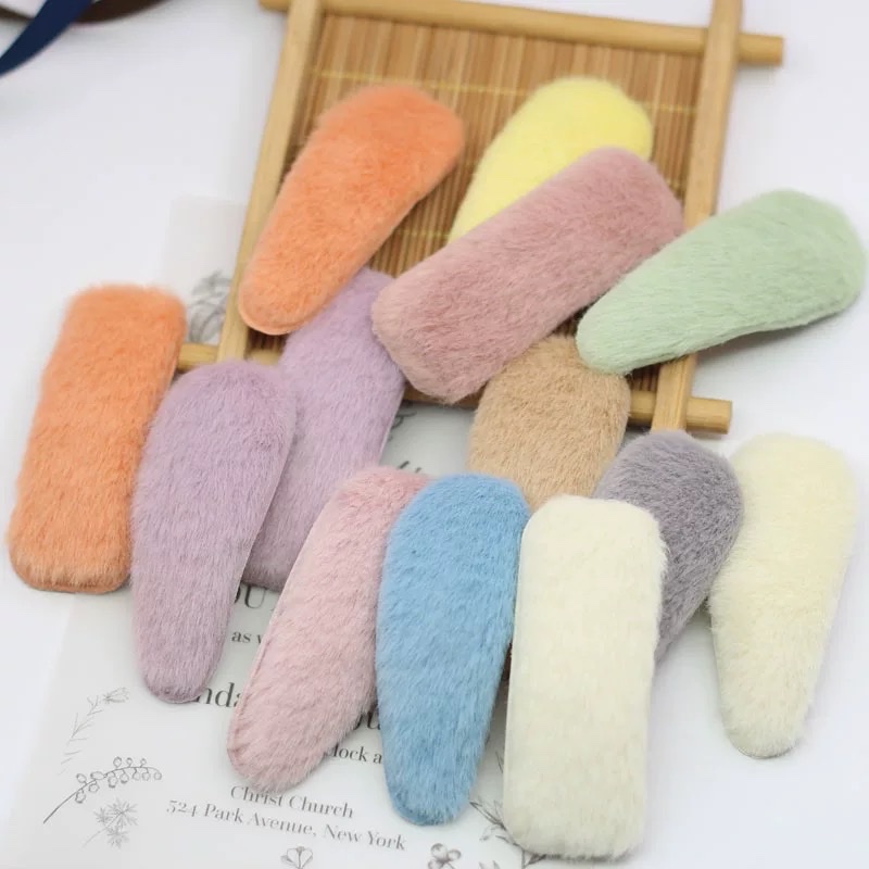 Autumn and winter plush BB clips, ins style, cute Japanese and Korean hair clips, bangs clips, side clips, broken hair clips, hair clips, hair accessories in multiple colors to choose from, Nini accessories, water drop clips, women's headwear details Picture