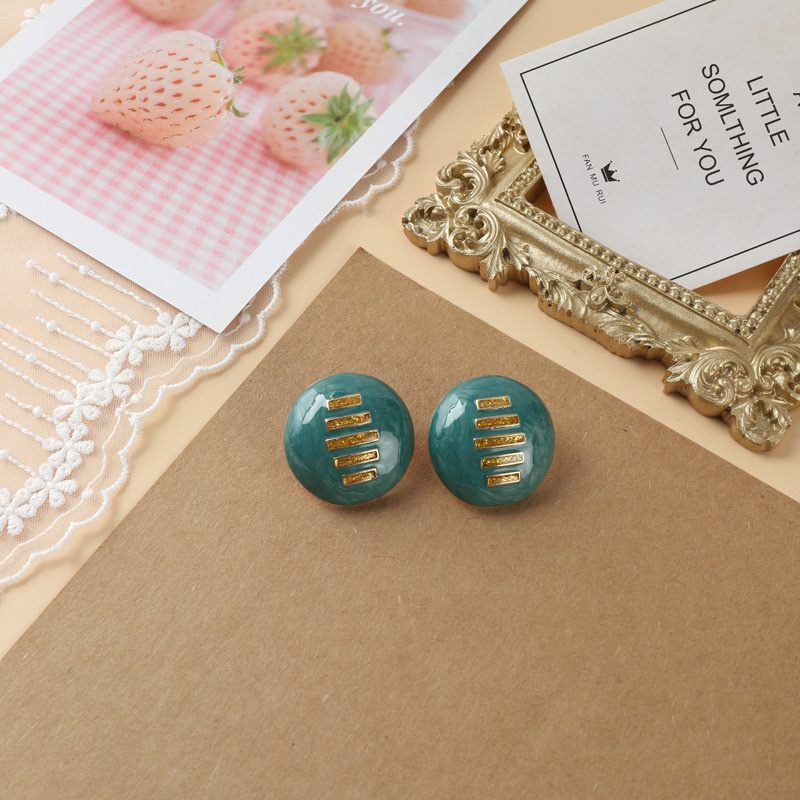vintage court-style enamel stud earrings 925 silver needle retro art sweet and elegant earrings, ear clips women's accessories earrings details Picture
