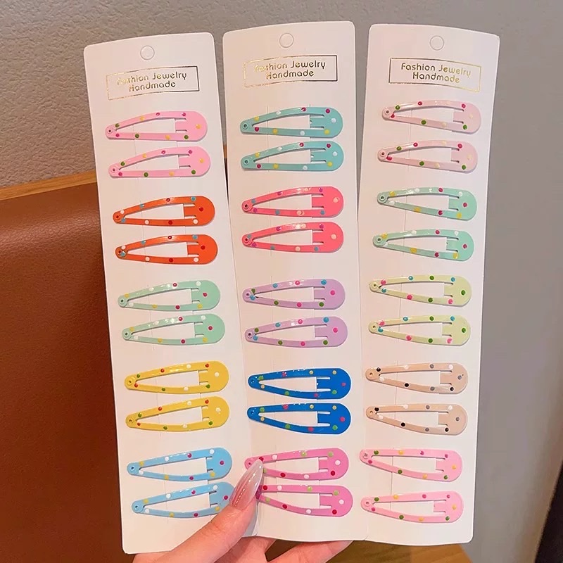 Dopamine macaron BB clip, ins style, Japanese and Korean cute hair clip, bangs clip, side clip, broken hair clip, hairpin, hair accessory, multiple colors to choose from, Nini accessory, polka dot water drop clip, women's headwear details Picture