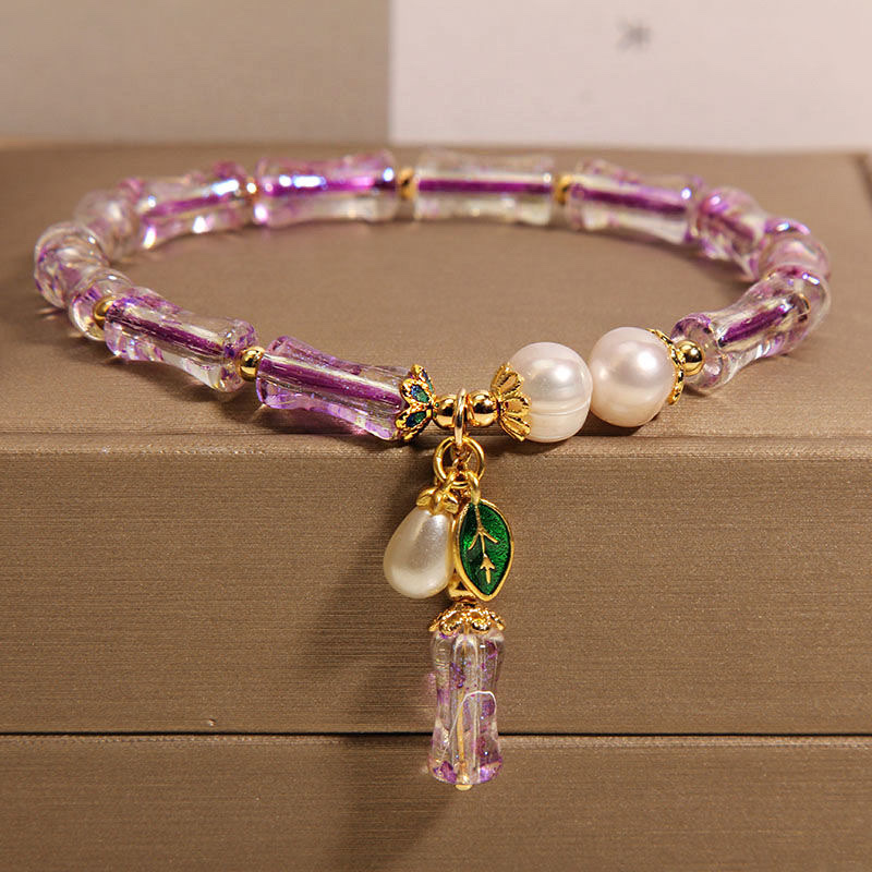 新中式紫水晶竹节手链女轻奢小众精致气质珍珠手串送学生闺蜜礼物手串手链详情图4