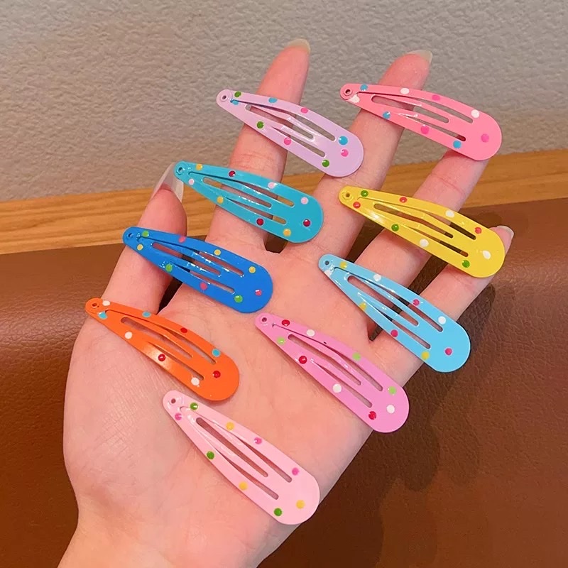 Dopamine macaron BB clip, ins style, Japanese and Korean cute hair clip, bangs clip, side clip, broken hair clip, hairpin, hair accessory, multiple colors to choose from, Nini accessory, polka dot water drop clip, women's headwear Specification image