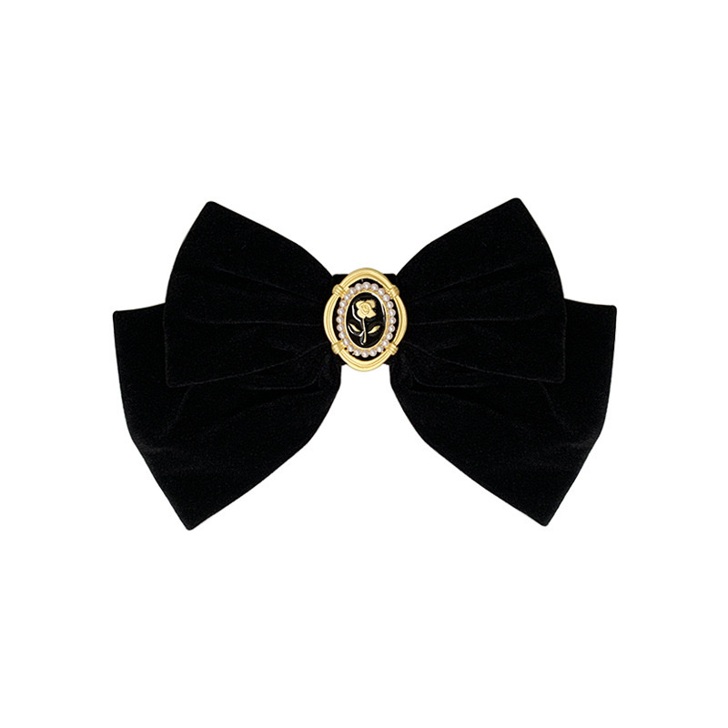 Velvet bow hair clips, spring clips, retro French bow, chanel-style high-end hair accessories detail image 5