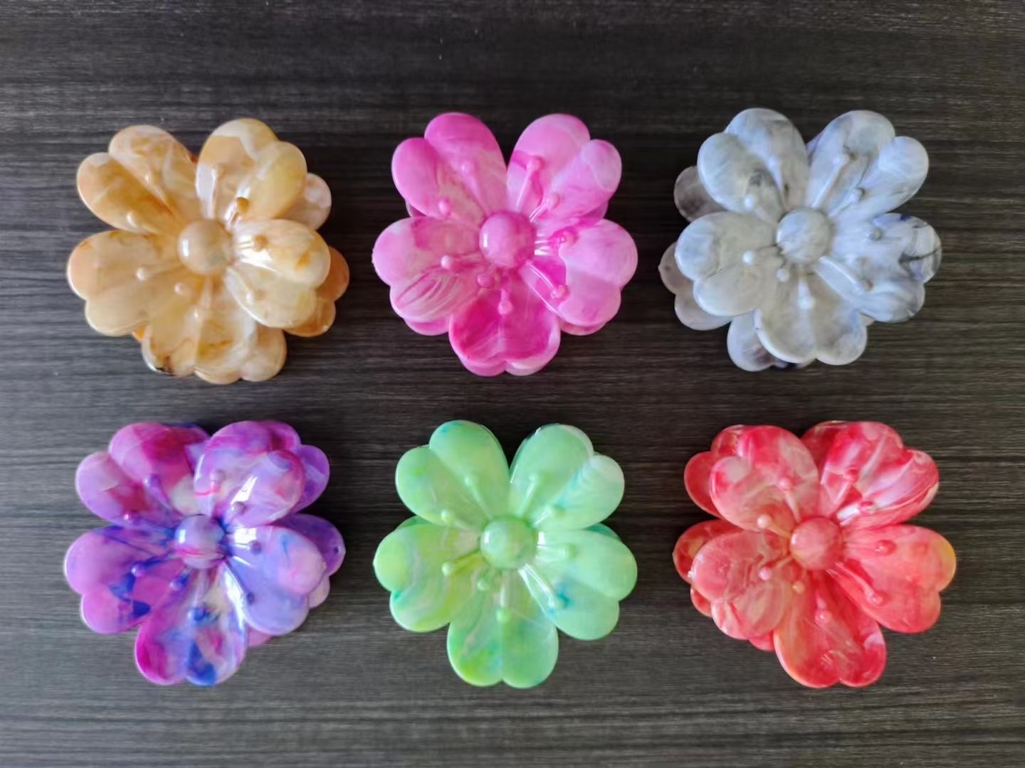 Korean-style flower claw headwear, hair accessories, frangipani, fashionable ladies' headwear, hair clips, shark clips, popular accessories, Nini accessories, candy-colored macaron-colored, marble-style mixed-color headwear