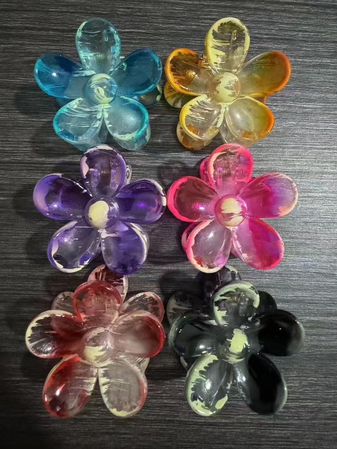 韩系花朵抓夹头饰发饰 鸡蛋花时尚女士头饰发夹 鲨鱼夹流行饰品妮妮饰品 糖果色 马卡龙色 女性头饰