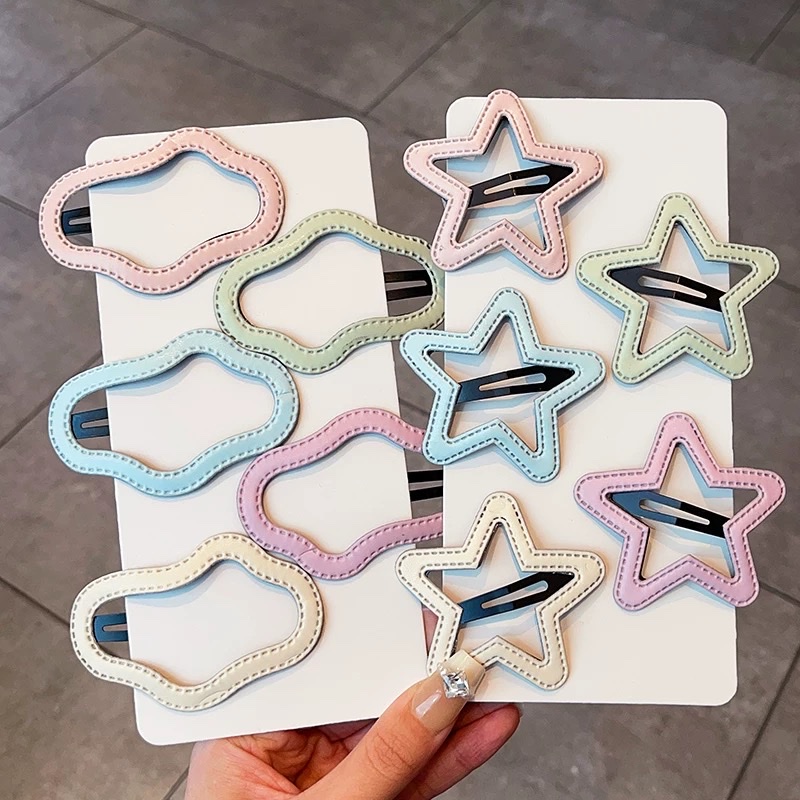 多巴胺马卡龙BB夹ins风 日韩可爱发夹刘海夹侧边夹碎发夹子发卡发饰 多色可选 妮妮饰品 pu云朵夹女性头饰白底实物图