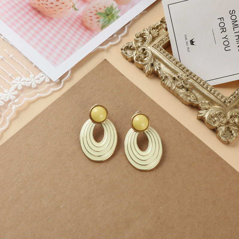 vintage court-style enamel stud earrings 925 silver needle retro art sweet and elegant earrings, ear clips women's accessories earrings Specification image