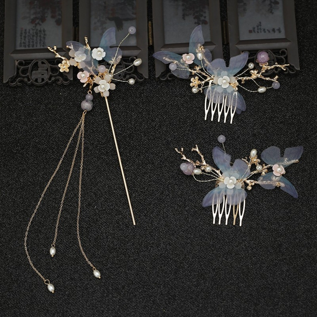 Hanfu headwear, women's accessories, hairpins, ancient costume hair accessories, ancient-style hair clips, tassels, hair hairpins, fairy-like women's suits, step shaking detail image 3