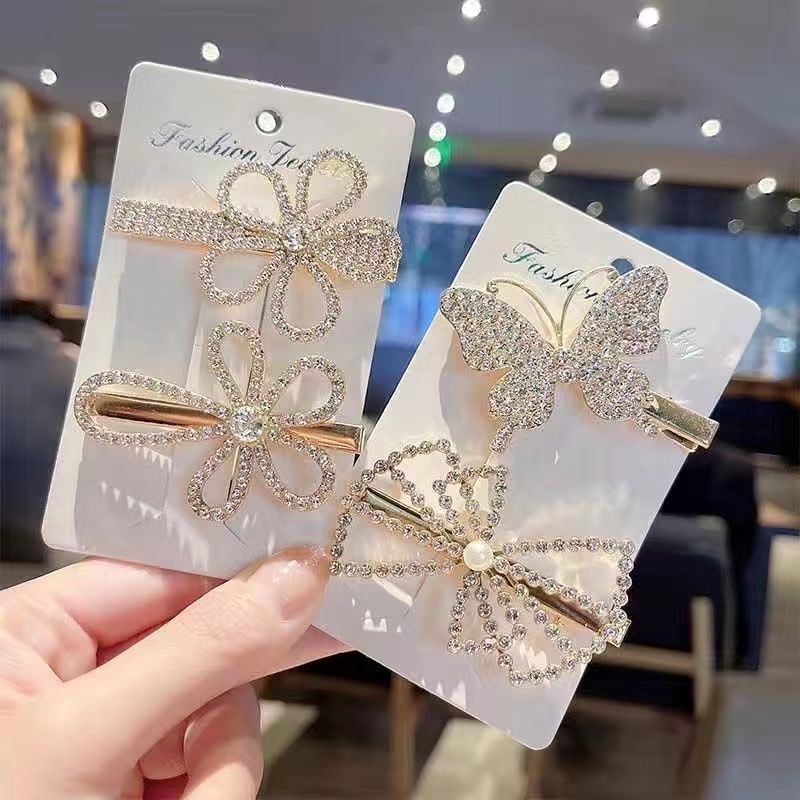 Crystal hair clips, bangs clips, broken hair, female side, back of the head bow headpiece, new side clips, duckbill clips detail image 5