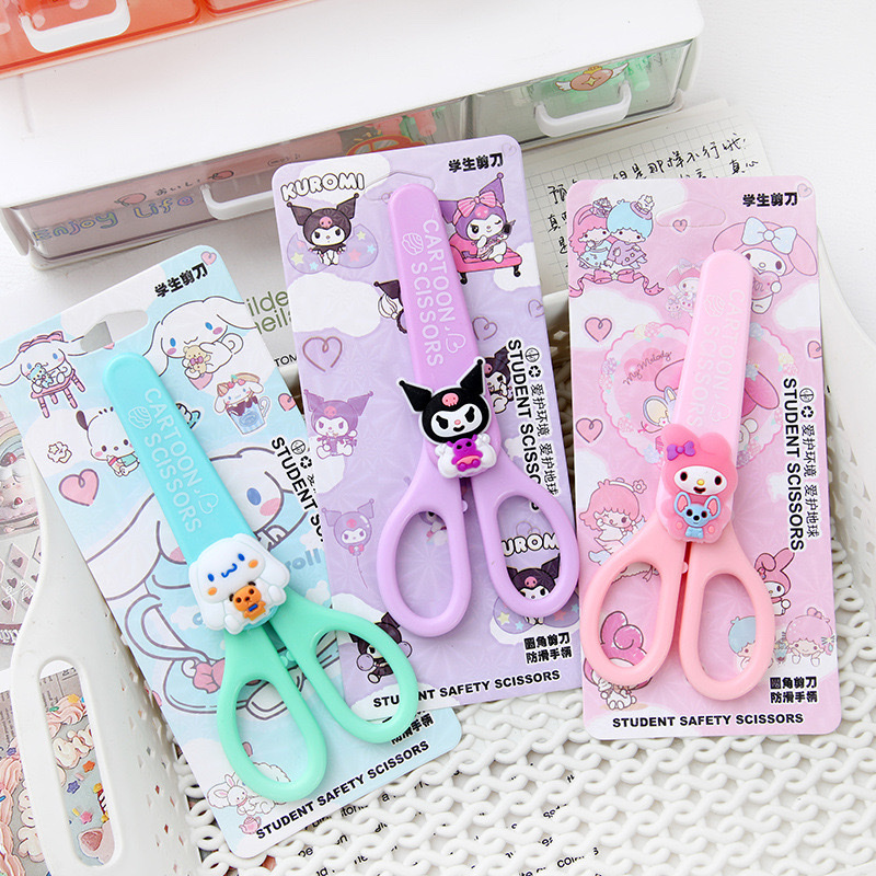 Sanrio Dinosaur Capibala Children's Craft Scissors Cartoon High Appearance Level Students Craft Creative Paper-Cut Scissors Cartoon Animal Stainless Steel Scissors Item Picture
