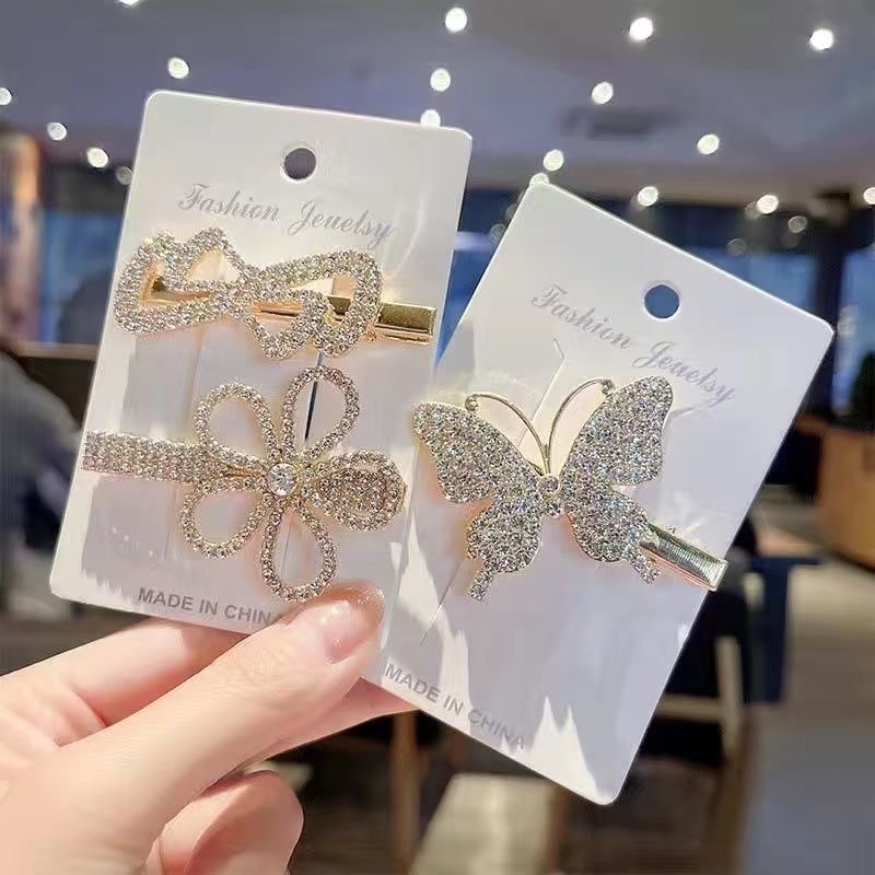 Crystal hair clips, bangs clips, broken hair, female side, back of the head bow headpiece, new side clips, duckbill clips detail image 14