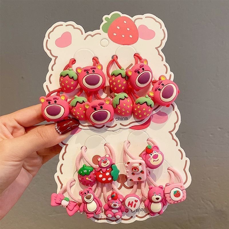 Strawberry bear hair band for children, cute hair tie rubber band for babies, high elasticity hair band for babies, no damage to hair, little girl rubber band detail image 6