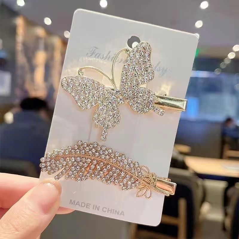 Crystal hair clips, bangs clips, broken hair, female side, back of the head bow headpiece, new side clips, duckbill clips detail image 13