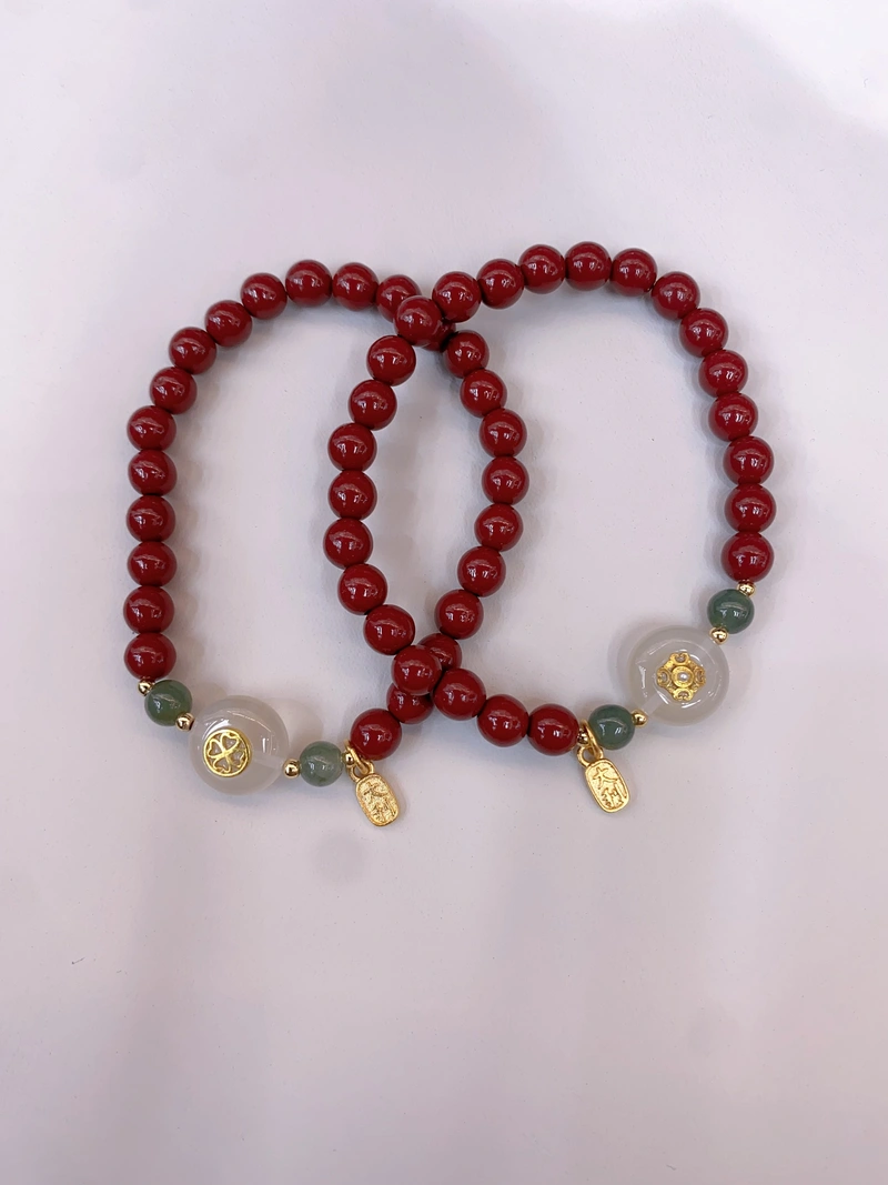 Traditional Chinese Style Cinnabar Peace Bracelet For Women
Natural Chalcedony Clasp With Gillette Bracelet