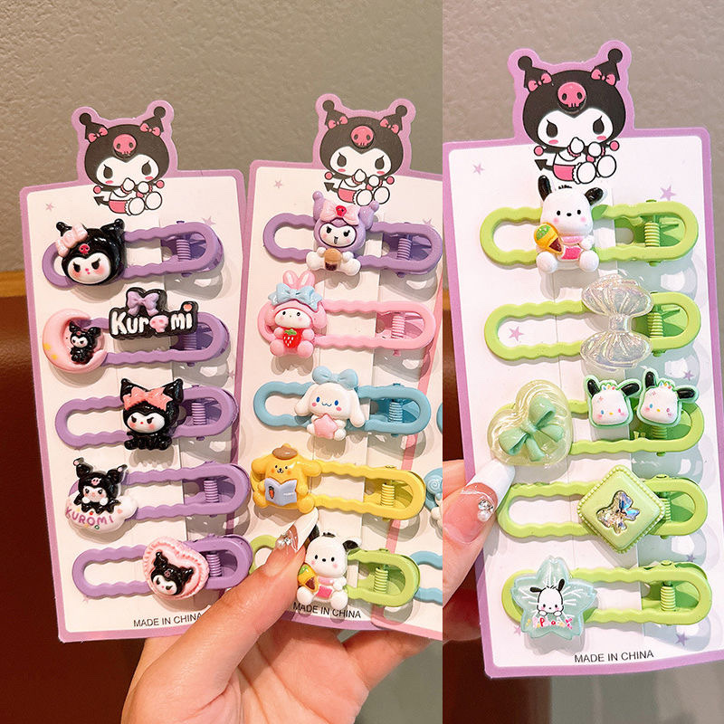 Hair clip set for girls, sweet broken hair clips, cute hair clips, children's cartoon Kulomi side clips, no damage to hair Specification image