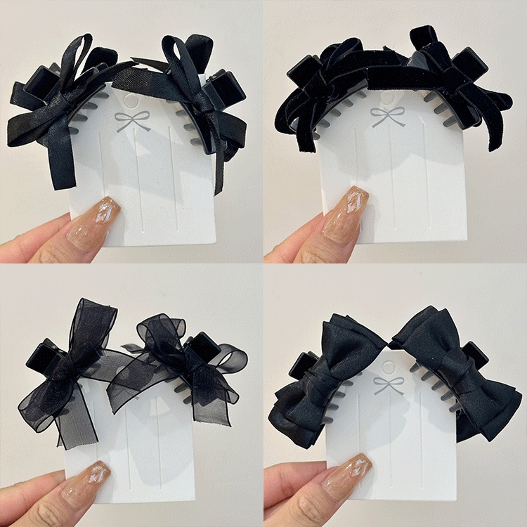 The 2024 new sweet and stylish hairpin with a bow and bangs on the side of the forehead, a popular princess hairstyle accessory details Picture