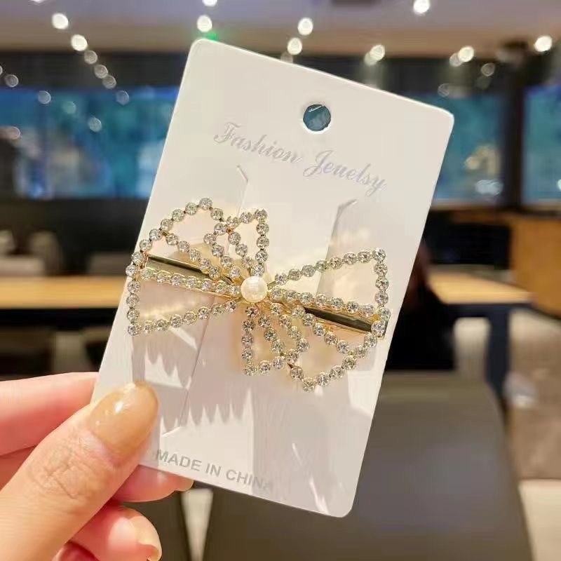 Crystal hair clips, bangs clips, broken hair, female side, back of the head bow headpiece, new side clips, duckbill clips detail image 3