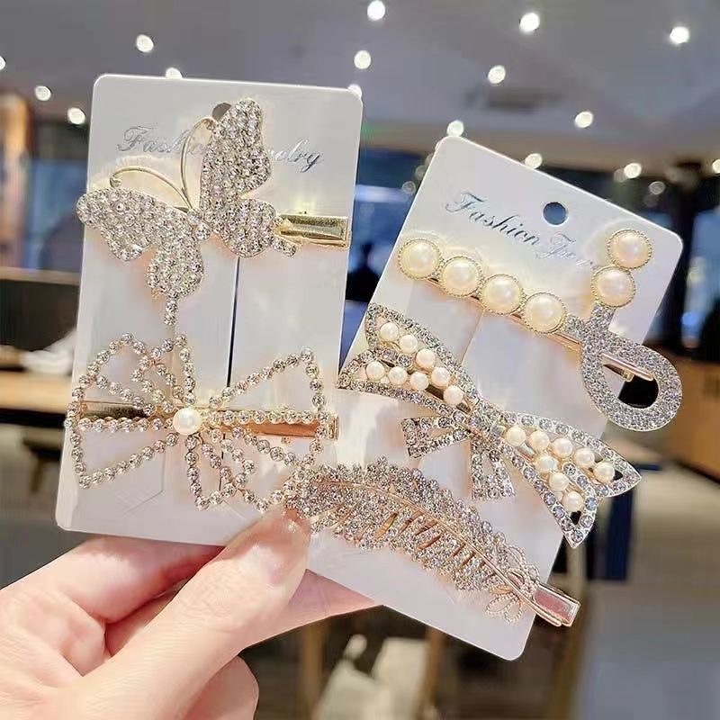 Crystal hair clips, bangs clips, broken hair, female side, back of the head bow headpiece, new side clips, duckbill clips detail image 10