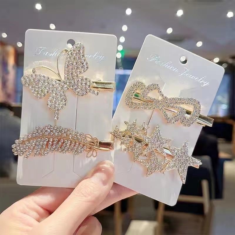 Crystal hair clips, bangs clips, broken hair, female side, back of the head bow headpiece, new side clips, duckbill clips detail image 6