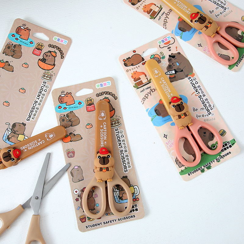 Sanrio Dinosaur Capibala Children's Craft Scissors Cartoon High Appearance Level Students Craft Creative Paper-Cut Scissors Cartoon Animal Stainless Steel Scissors undefined