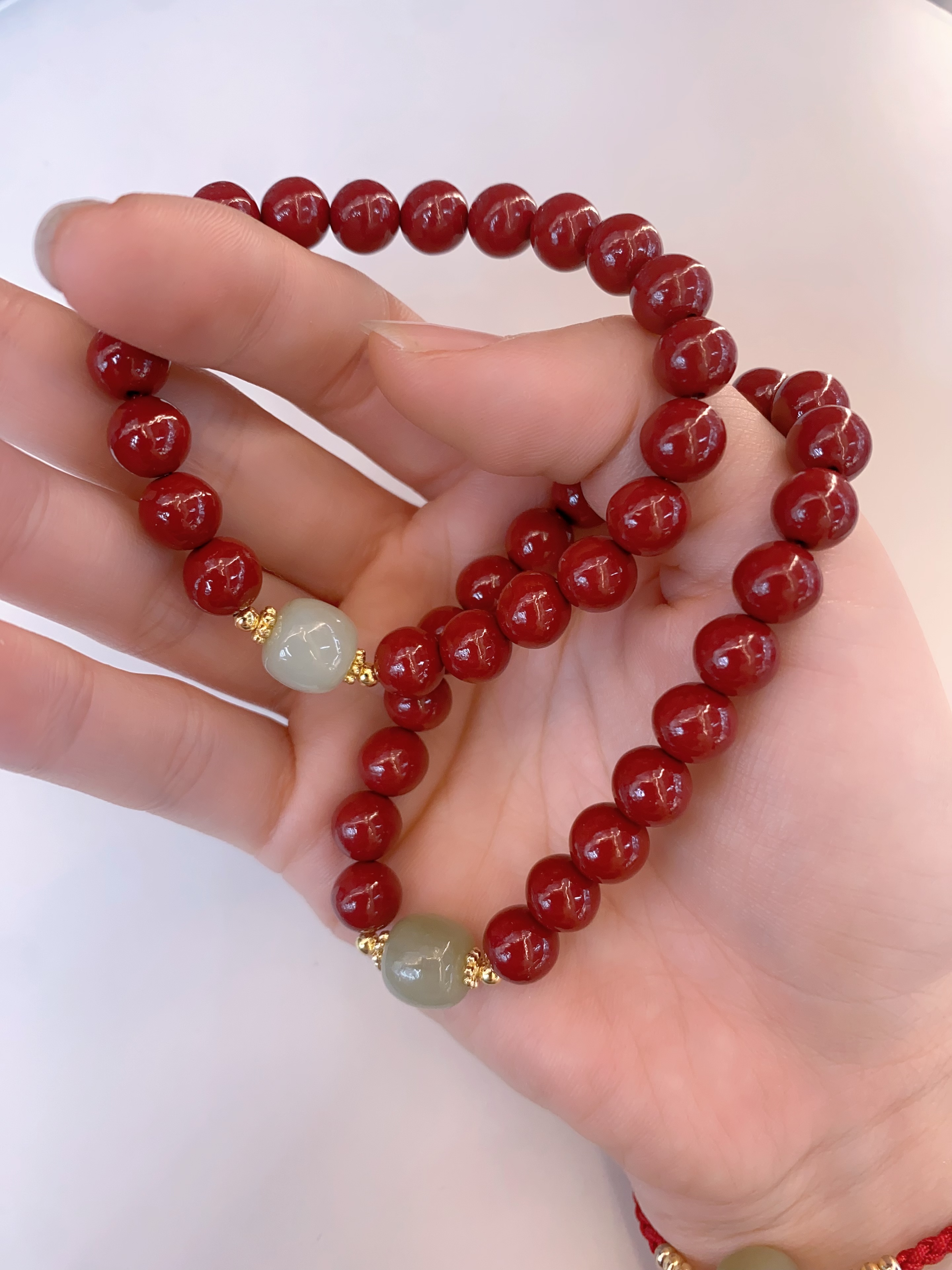 Traditional Retro Hetian Jade Bucket Pearl Cinnabar Bracelet For Women
Jewelry Gift Bracelet details Picture