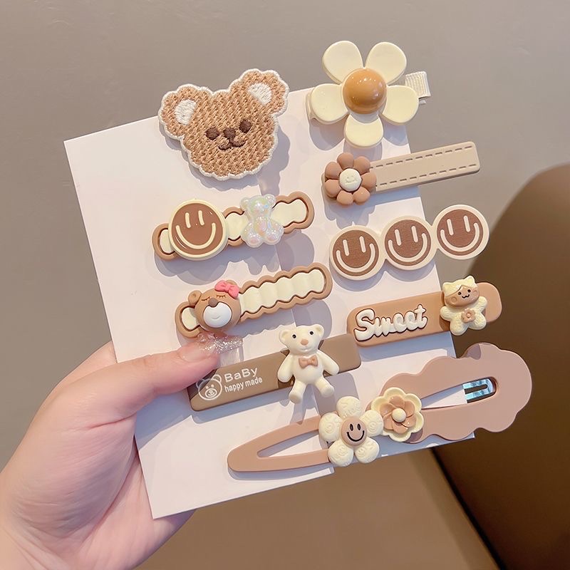 Cute cartoon coffee-colored side bangs with a broken hair clip at the back of a girl's head, a new type of seamless hairpin headwear that has become a hit detail image 2