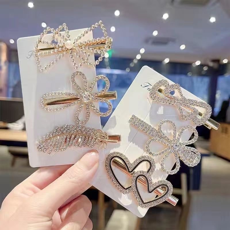 Crystal hair clips, bangs clips, broken hair, female side, back of the head bow headpiece, new side clips, duckbill clips Item Picture