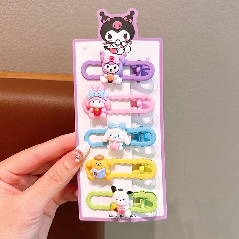 Hair clip set for girls, sweet broken hair clips, cute hair clips, children's cartoon Kulomi side clips, no damage to hair detail image 3