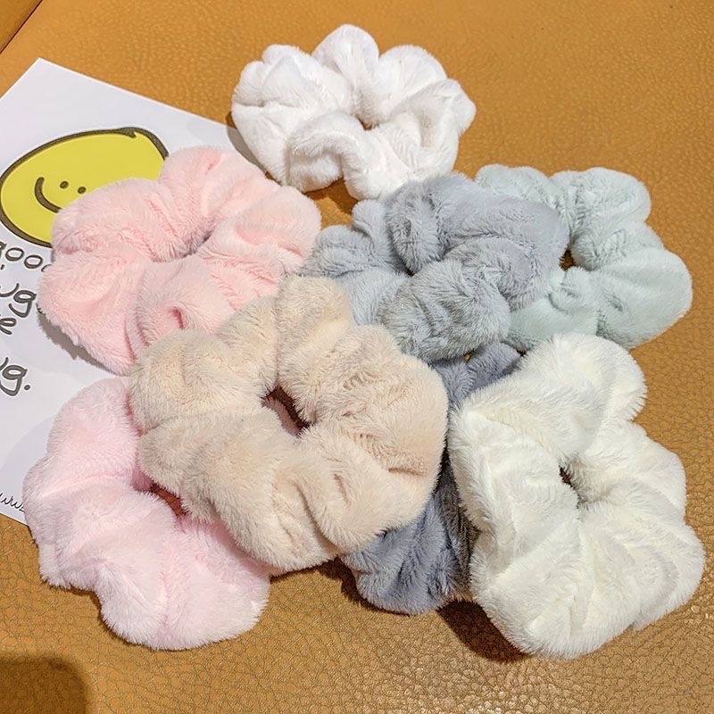 2024 Autumn/Winter rabbit fleece high-elasticity large intestine hair band simple style hair accessory hair band