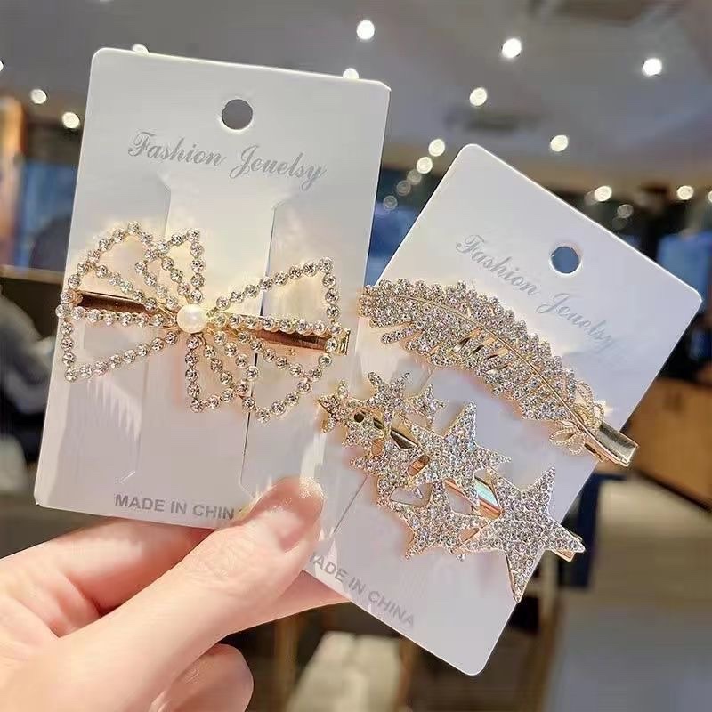 Crystal hair clips, bangs clips, broken hair, female side, back of the head bow headpiece, new side clips, duckbill clips detail image 8