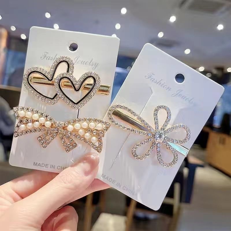 Crystal hair clips, bangs clips, broken hair, female side, back of the head bow headpiece, new side clips, duckbill clips detail image 4