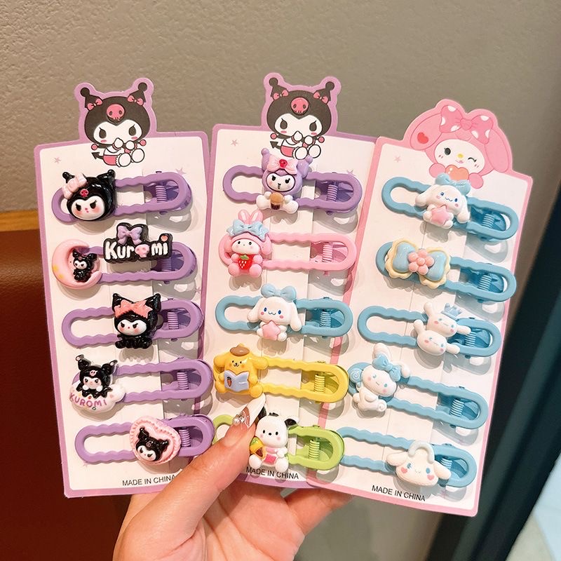 Hair clip set for girls, sweet broken hair clips, cute hair clips, children's cartoon Kulomi side clips, no damage to hair