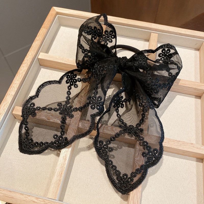 蕾丝蝴蝶超*仙结飘带发圈韩国甜美气质发饰少女扎马尾头绳绑发筋发卡  详情图2