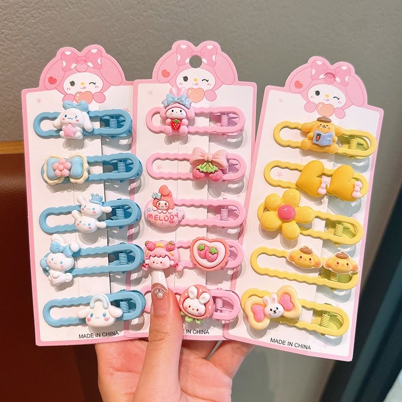 Hair clip set for girls, sweet broken hair clips, cute hair clips, children's cartoon Kulomi side clips, no damage to hair details Picture
