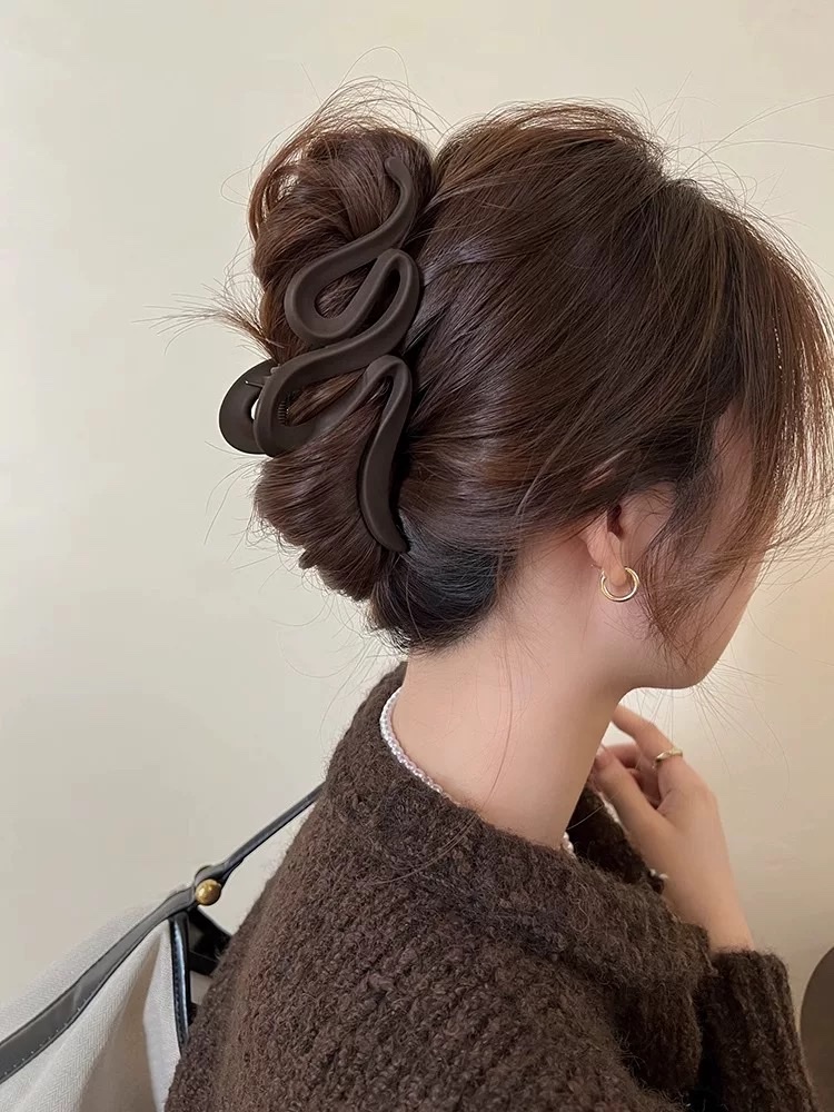 Encounter Maillard ~ Matte Grab Clip Large High-end Hairpin for Women 2023 New Style Shark clip Hair accessory at the back of the head details Picture